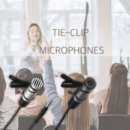 Micrófonos de clip de corbata - Micrófonos Tie-Clip con adaptador de corriente USB.